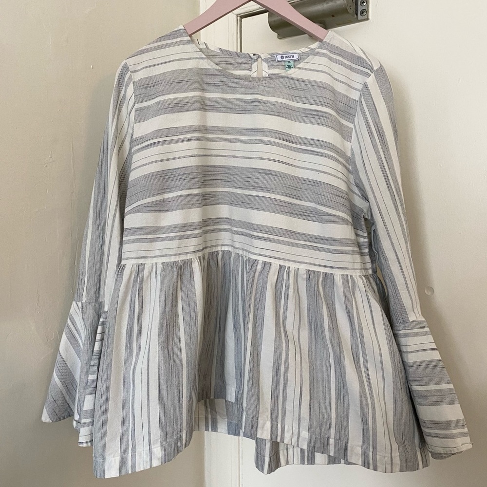 Bell Sleeved Blouse with Flare Bottom XL